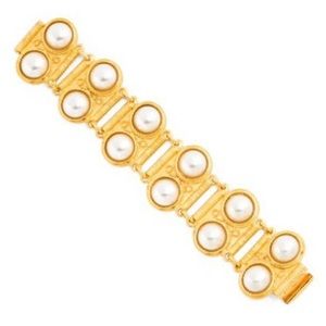 NWT 24K Gold Plated Pearl Link Bracelet